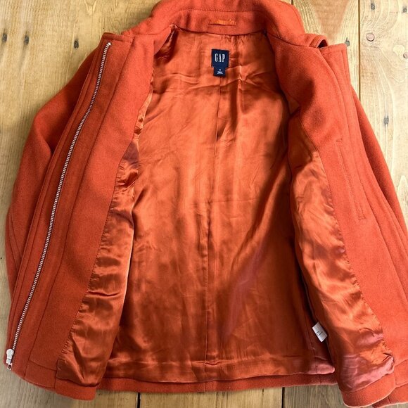 GAP Women's Orange Wool Blend Toggle Jacket‎ DUFFLE COAT S - Picture 3 of 9